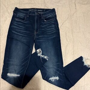 American Eagle Outfitters Women's Ripped Navy Jeans